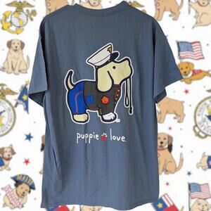 Puppie Love x U.S. Marine Corps Blue L Tee Animal Military puppy dog save rescue